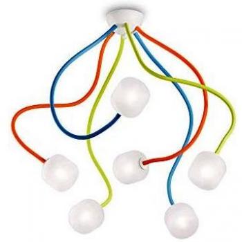 Plafón OCTOPUS multicolor 6 focos, lámpara de techo con 6 brazos y 6 luces multicolor