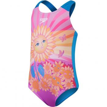 Speedo - Bañador de bebés para niñas con estampado digital, color morado, talla 9-12 meses