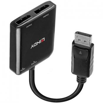 Lindy 38430 DisplayPort Hub - 2x DP Socket, 4K 30 Hz, DP Connector, 21600 Mbit/s, Black