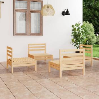 4-Piece Solid Pinewood Garden Lounge Set