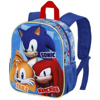 Mochila 3D Sonic el Erizo Trio 31cm, Capacidad 8.5 L, Azul