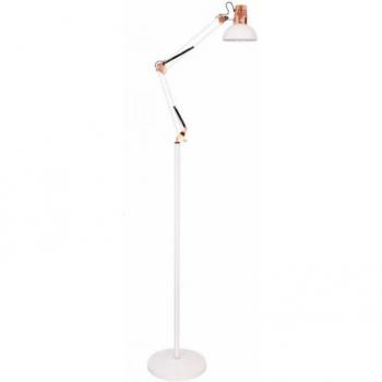 Flexo de Pie Articulable Rutilo Blanco/Cobre 180x28x28 Cm - Iluminación Ajustable con casquillo E27