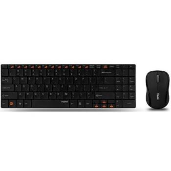 Rapoo 9060 - Teclado (RF inalámbrico, Negro, USB, Batería, Acero inoxidable, Óptico)