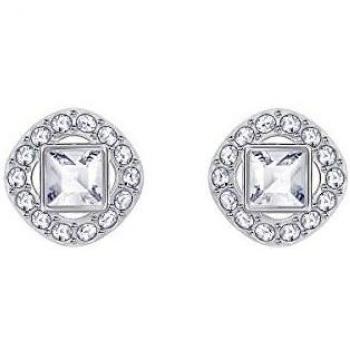 Swarovski Pendientes Angelic Square, blanco, Baño de Rodio