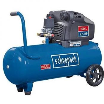 Compresor de aire horizontal doble cilindro Scheppach HC105DC - 100L - 1800W - 10 bar - Sin aceite