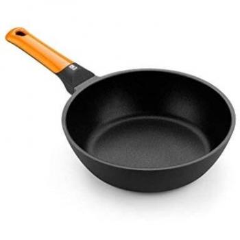 BRA Efficient orange Sartén honda 28 cm, aluminio fundido con antiadherente Platinum Plus, apta para todo tipo de cocinas incluida inducción, libre de PFOA