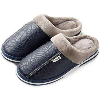 CELANDA Zapatillas de Estar por casa para Mujer Impermeables de PU Pantuflas Térmicos de Invierno Suave Algodón Casa Zapatos Cómodo Y Antideslizante