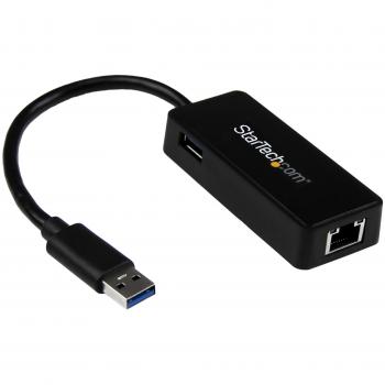 StarTech.com USB 3.0 to Gigabit Ethernet Adapter NIC with USB Port - Black (USB31000SPTB)