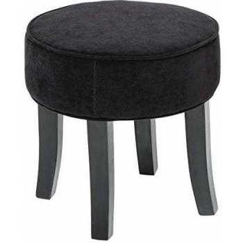 Taburete Adriel Negro Terciopelo Suave con Patas de Pino Atmosphera