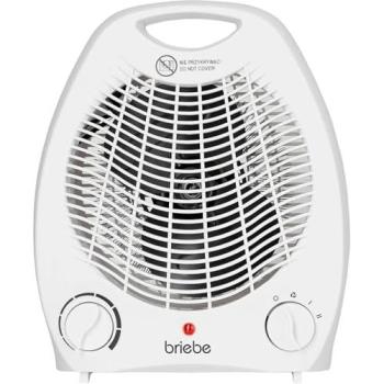 Calefactor Ventilador Eléctrico Portátil Briebe HT1126, Aire Caliente / Frío, 2 Niveles de Potencia, Termostato, 2000W, Blanco