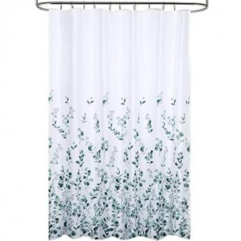 Cortina de Ducha Impermeable de Tela con Flores 180 x 200 cm y Anillas