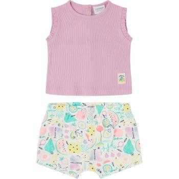 Conjunto de 2 piezas Minifruity para niña con camiseta sin mangas y short estampado.