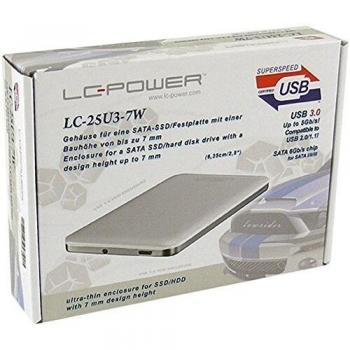 Caja Externa para Disco Duro/SSD SATA de 2.5 USB 3.0 LC-Power en Aluminio Blanco