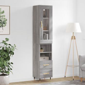 Aparador alto de madera contrachapada gris Sonoma 34,5x34x180 cm