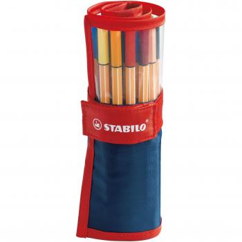 Rotulador punta fina STABILO point 88 - Estuche Rollerset con 25 colores