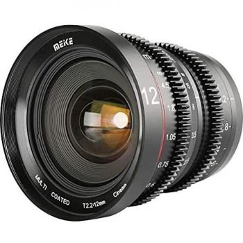 Meike 12 mm T2.2 MFT cinema lens, film lens with manual focus, light intensity T2.2