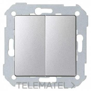 Interruptor Simon 82 Doble con Embornamiento Rápido + Tecla 10AX Aluminio Frío 0701001981