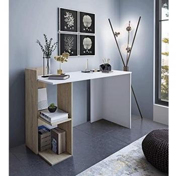 Home Heavenly® - Escritorio Tokio, Mesa Escritorio Minimalista. Mesa de Oficina Moderna Industrial. Mueble multifunción con estantería.