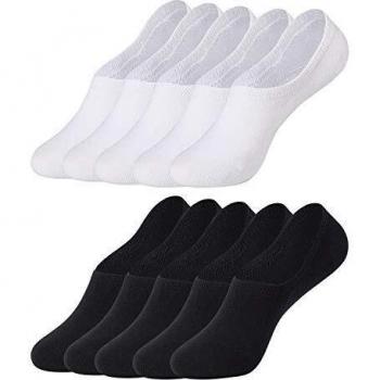 Falechay Calcetines Invisibles Tobilleros Mujer Hombre 10 pares Cortos Calcetin Blanco Negro 43-46