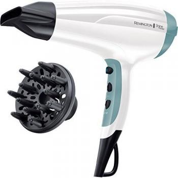 Secador de Pelo Remington Shine Therapy D5216, Iónico, 2300W, Blanco con Concentrador y Difusor, 3 Temperaturas y 2 Velocidades, Rejilla Trasera Desmontable para Cabello Sin Encrespamiento y Más Brillante