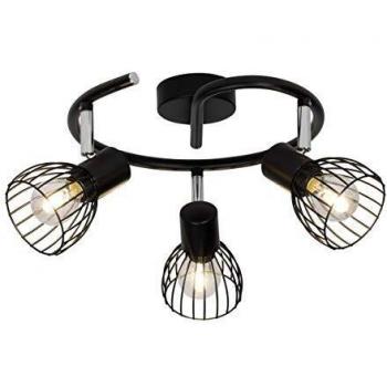 Foco de Techo Blacky 3 Lámparas E14, Color Negro, Compatible con LED, Sin Bombillas Incluidas