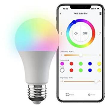 Lámpara LED Inteligente BroadLink LB4E27, Bombilla Inteligente 220V, 9W, E27, RGB, control de luz vía Bluetooth, sincronización de música, compatible con Alexa y Google Home