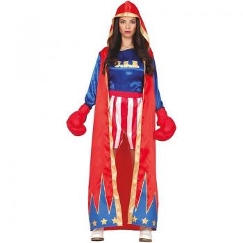 Disfraz de Boxeadora Azul y Rojo para mujer