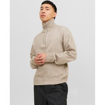 Jersey Jack & Jones 'Ollie' con Cremallera al Pecho en color Beige