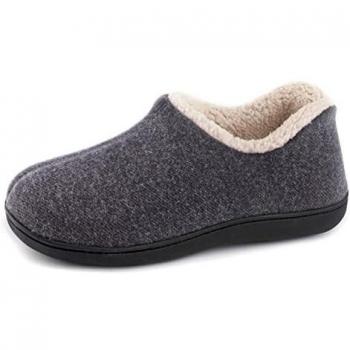 ULTRAIDEAS Zapatillas de casa de Mujer con Espuma de Memoria y Forro Polar, con Suela de Goma Antideslizante para Interiores y Exteriores,Gris,41 EU