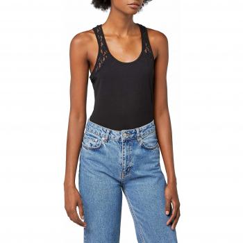 VERO MODA VMMAXI MY SOFT LACE BOXER TOP NOOS, camiseta sin mangas Mujer, Negro