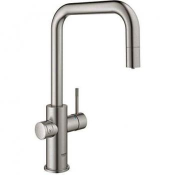 Grohe Blue Home - grifo de cocina con filtro de agua, caño en U, acero inoxidable