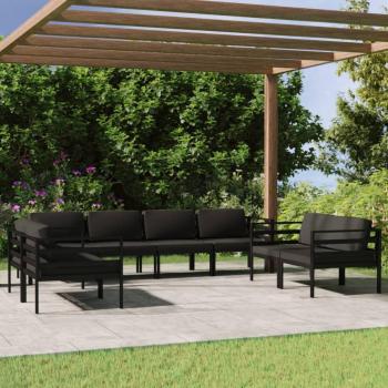 8-Piece Anthracite Aluminum Garden Lounge Set with Cushions