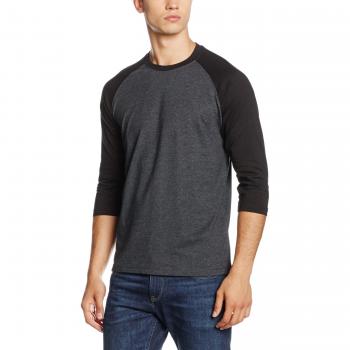 Urban Classics Men's Contrast 3/4 Sleeve Raglan Tee - Charcoal/Black - Sizes S to 5XL