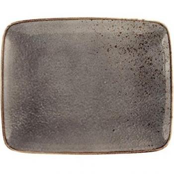 Set de 6 Platos Rectangulares Reactivos en Gres Gris 29x23 cm H&H
