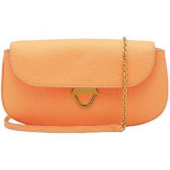 Coccinelle Dew Shoulder Bag - Size: OS - Female, Orange Leather Shoulder Bag with Clip Fastening