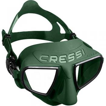 Máscara de Buceo Cressi Atom Unisex Verde-Negro con diseño compacto, visor de cristal templado, hebillas ajustables y faldón de silicona hipoalergénica