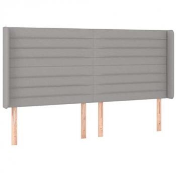 Cabecero con LED de tela gris claro 163x16x118/128 cm