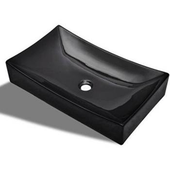 vidaXL Lavabo de material cerámica modelo rectangulo negro instalacion mostrador