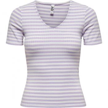 Camiseta de mujer Jdygransiska lila de canalé con estampado de rayas