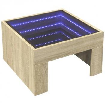 Mesa de centro con Infinity LED Roble Sonoma 50x50x30 cm, mesita de centro, mesa auxiliar, mesa de salón, mesita, mesita de sofá