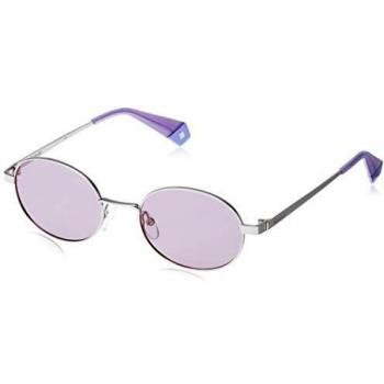 Polaroid Oval Unisex Lilac Silver Polarized Sunglasses - Size 51/14/135