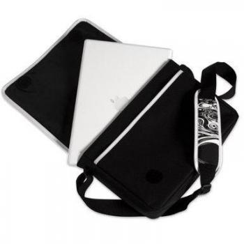 Soyntec LAPMOTION 100 BLACK - Bandolera para Netbook/UMPC de hasta 12.1 pulgadas, color negro y blanco