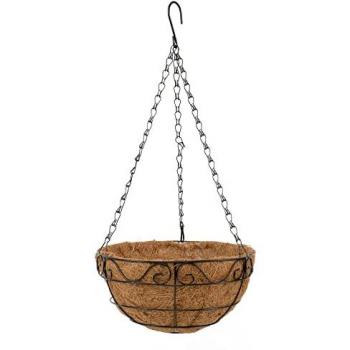 Macetero Colgante de Coco - Alto 15 cm x Diámetro Ø30 cm - Maceta con Cadena y Gancho - Decoración Colgante para Hogar, Terraza, Balcón, Patio, Jardín