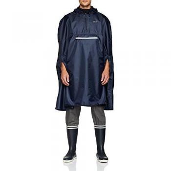 CMP Unisex Waterproof Rain Poncho with Hood - Black/Blue, Size M