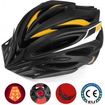 Leadfas Cycle/Bike Helmet, CE Certificado Casco de Bicicleta Ligero con Led Safety Light Visor Desmontable y Forro para Hombres y Mujeres Protección de Seguridad