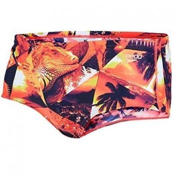 Speedo Men 's mangobango Allover Brief – Speedo Psycho – Color Azul Marino/Rojo/Lima punch, tamaño 32/14 cm