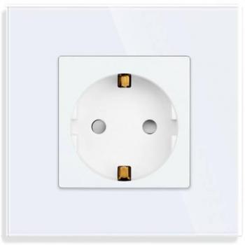 Base enchufe EU 16A KOOB frontal cristal blanco