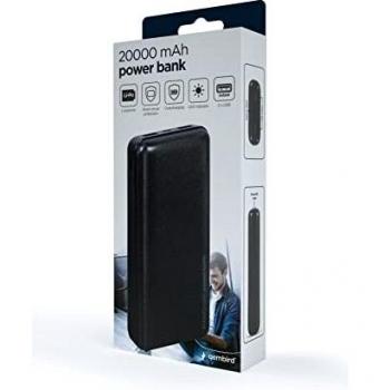 POWERBANK GEMBIRD 20000mAh 1x microUSB A 2X USB-A Negro