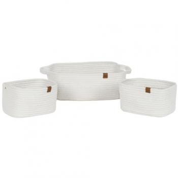 Juego de Cestas Home ESPRIT Blanco Moderno 34 x 25 x 14 cm (3 Piezas)