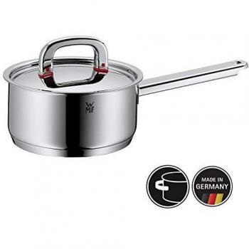 Cacerola WMF Premium One con tapa, 16.5 cm, Cromargan acero inoxidable pulido, apta para inducción, capacidad 1.5L, escala interna y apertura de vapor